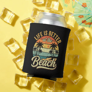 Porta-lata A Vida é Melhor na Praia Férias de Verão Retrô