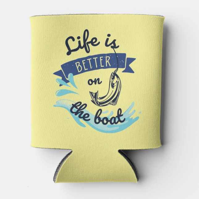 Porta-lata A vida é melhor no barco coozie (Frente)