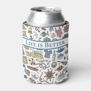 Porta-lata A vida é melhor para o mar/Arte Costeira Divertida