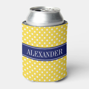 Porta-lata Abacaxi Amarelo Wht Bolinhas Azul-Marinho Monogram