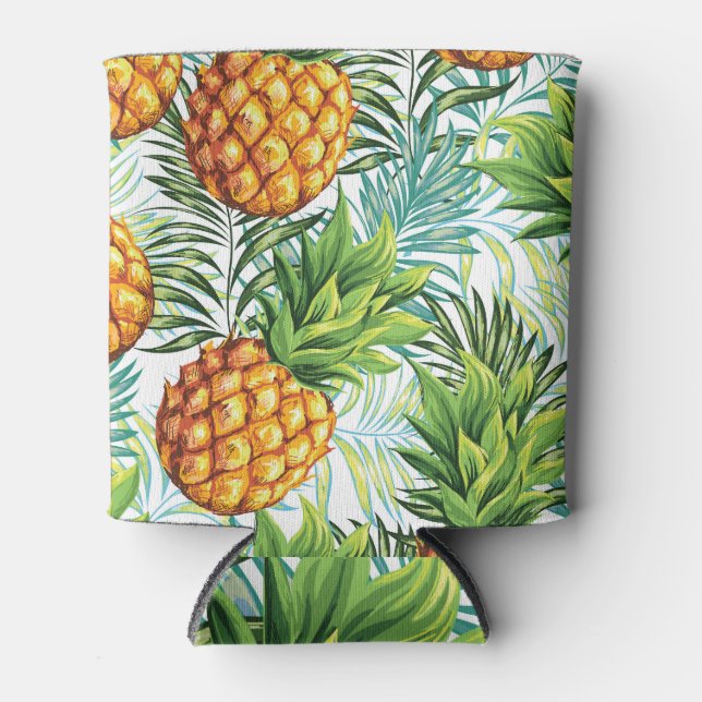 Porta-lata Abacaxi: Padrão Floral Sem Costura. (Frente)