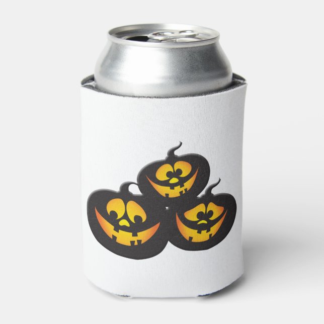 Porta-lata Abóboras de Halloween com Expressões Engraçadas (Can Front)