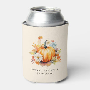 Porta-lata Abóboras Laranja e Flores Casamento de Outono