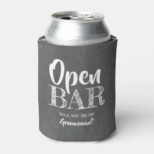 Porta-lata Abra o bar - proposta engraçada do padrinho de