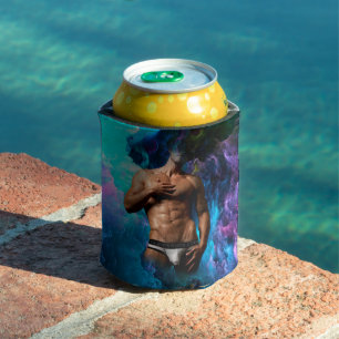 Porta-lata Abst azul púrpura do Homem de SlipperyJoe