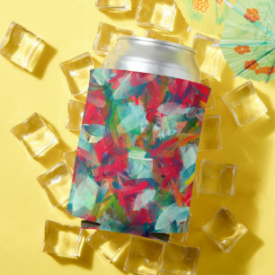 Porta-lata Abstração Amarelo Azul Verde Vermelho Azul