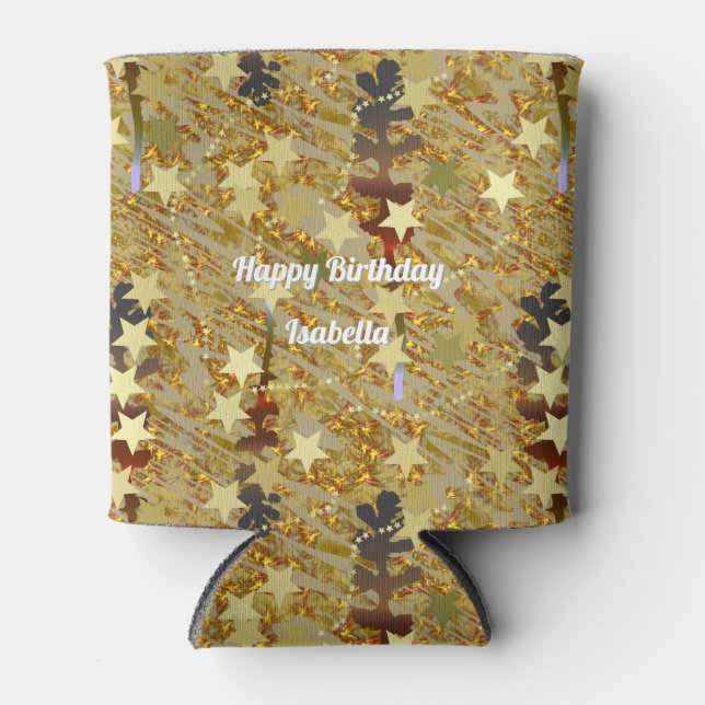 Porta-lata Abstract Stencil Pattern Glitz Any Age Birthday  (Frente)