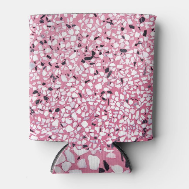 Porta-lata Abstrato cor-de-rosa de Textura Terrazzo (Frente)