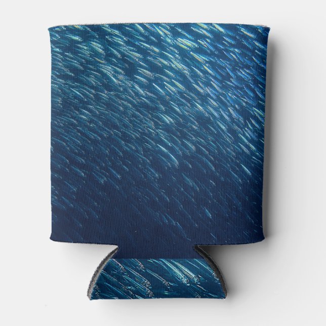 Porta-lata Abstrato da Escola de Peixes do Mar Subaquático (Frente)