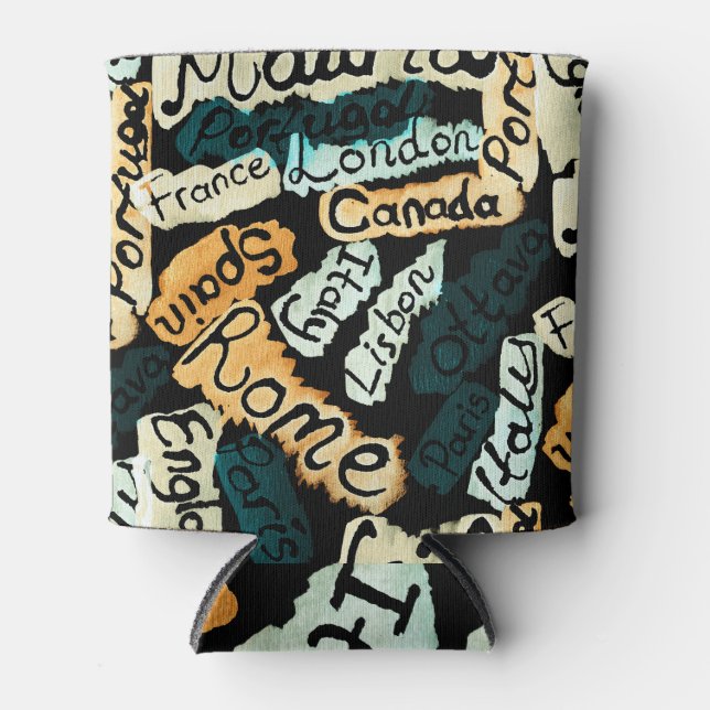 Porta-lata Abstrato de aquarelas, padrão maiúsculo (Frente)