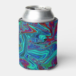 Porta-lata Abstrato de Groovy Arte em Azul e Vermelho