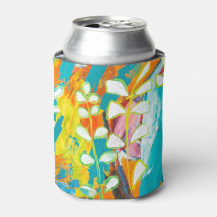 Porta-lata Abstrato de pintura em acrílico floral multicolor