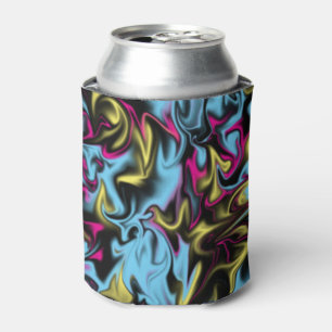 Porta-lata Abstrato, espirais de preto amarelo-rosa azul e ro