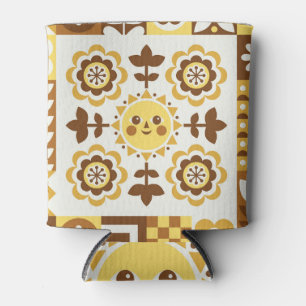 Porta-lata Abstrato floral: cartão folclórico escandinavo.