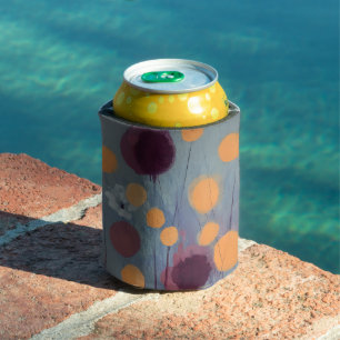 Porta-lata Abstrato, flores laranja e rosa