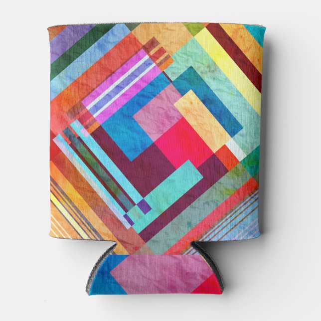 Porta-lata Abstrato geométrico, fundo de cores gráficas. (Frente)