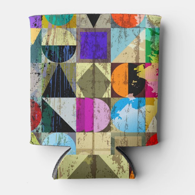 Porta-lata Abstrato Geométrico: Traços e Placas (Frente)