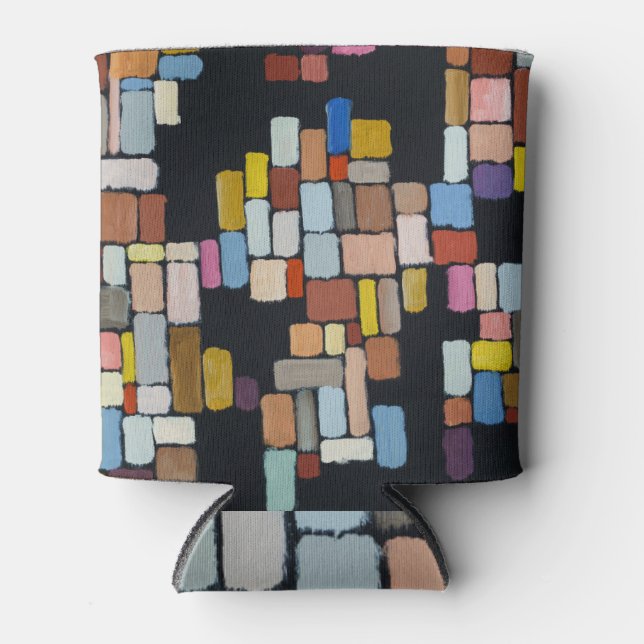 Porta-lata Abstrato: Grelha Geométrica Irregular (Frente)