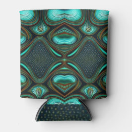 Porta-lata Abstrato Linhas Black Dourado Turquoise Art