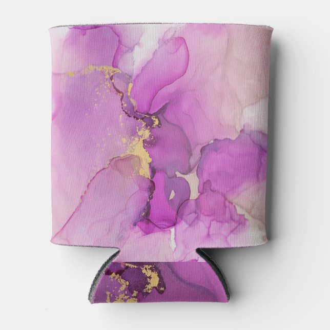 Porta-lata Abstrato púrpura, ouro: mistura acrílicas. (Frente)