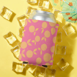 Porta-lata Abstrato tangerina, padrão rosa e amarelo
