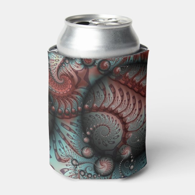 Porta-lata Abstrato Vivid Fantasy Fractal Art Brown Blue (Can Front)