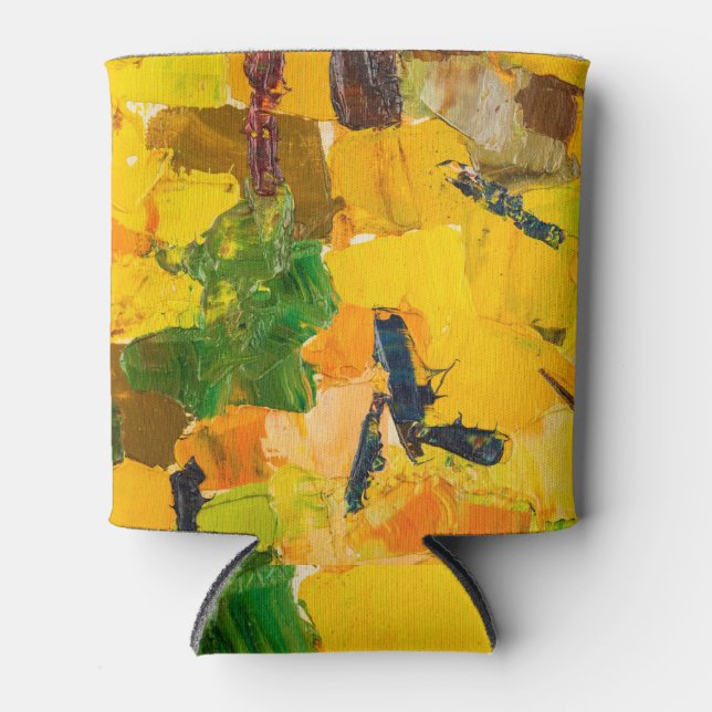 Porta-lata Abstrato Yellow Oil Canvas Painting (Frente)