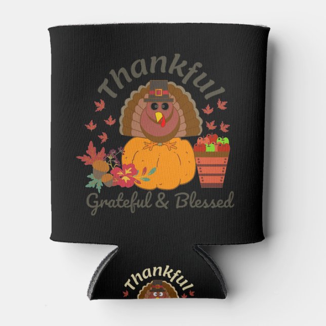 Porta-lata Ação de Graças Grata e Abençoada (Frente)