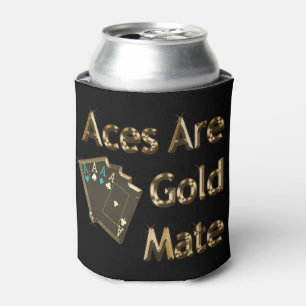 Porta-lata Aces São Design De Poker De Ouro Dourado,