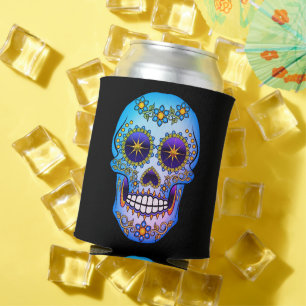 Porta-lata Açucareiro Caveira Floral Azul para Lata