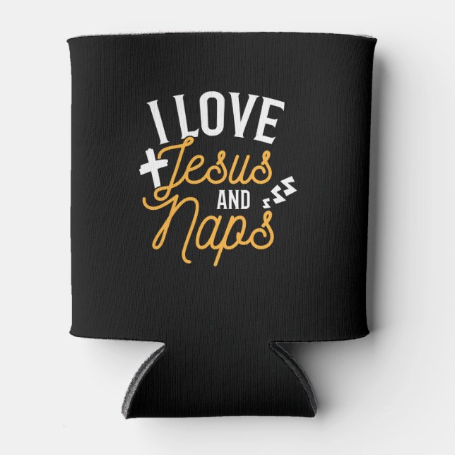 Porta-lata Adoro Jesus e Naps Religiosos Engraçados (Frente)