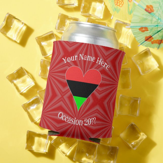 Porta-lata African American Flag Heart Funky Personalizado (Verão in situ)