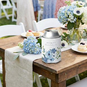 Porta-lata Água Azul Floral Casamento Personalizado Aquarela
