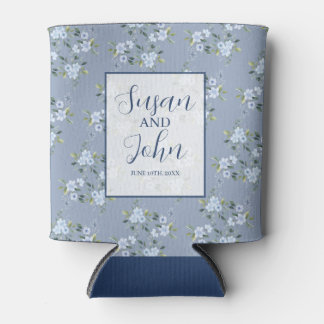 Porta-lata Aguardente Azul Boho Floral Casamento Can Cooler