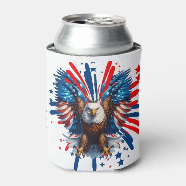 Porta-lata Águia-careca e estrelas e tiras vibrantes (Can Front)