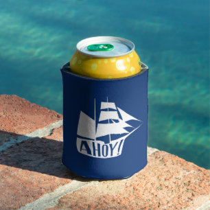 Porta-lata Ahoy! Barco à Vela Azul Branco Náutico