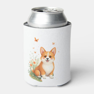 Porta-lata Akita Dog com Flor e Borboleta T Shirt