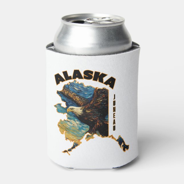 Porta-lata Alaska Flying Eagle Adventure T-Shirt (Can Front)