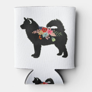 Porta-lata Alaskan Malamute Dog Boho Floral Silhouette
