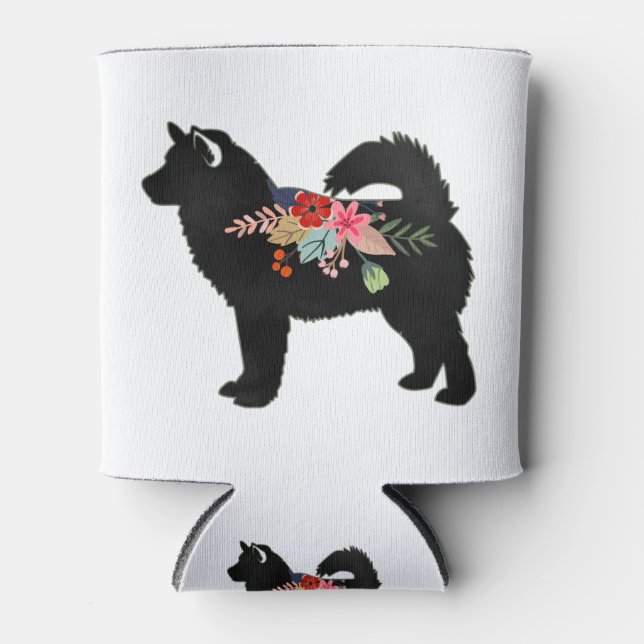 Porta-lata Alaskan Malamute Dog Boho Floral Silhouette (Frente)