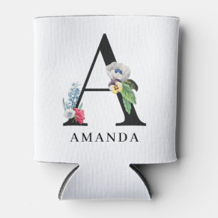 Porta-lata Alfabeto Floral Personalizado Monograma A