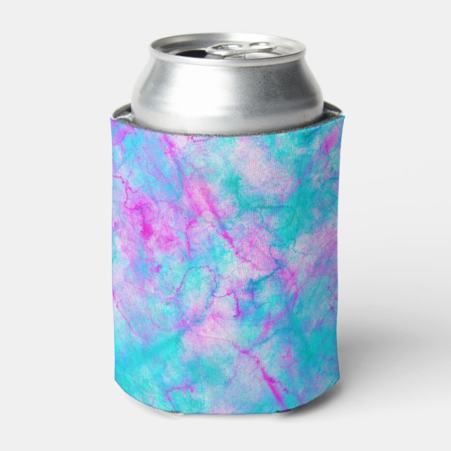 Porta-lata Algodão Doce Rosa e Azul Manchado com Lavagem de A (Can Front)