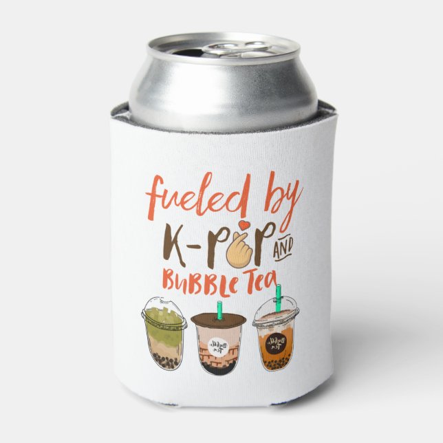 Porta-lata Alimentado por K-Pop e Bubble Tea Funny Boba Lover (Can Front)