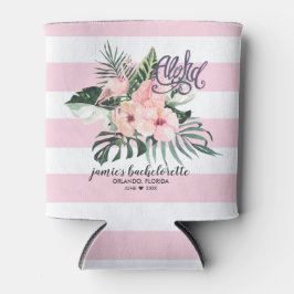 Porta-lata Aloha Tropical Flamingo Bachelorette Personalizada