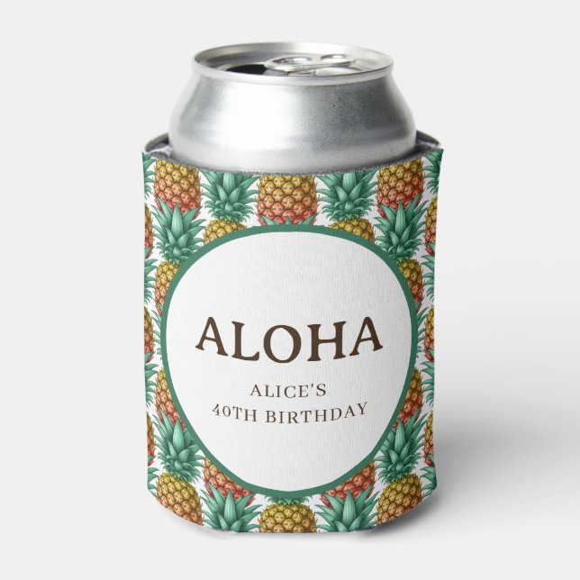 Porta-lata Aloha Tropical party with pineapple (Can Front)