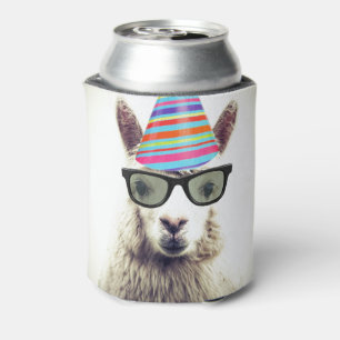 Porta-lata Alpaca em Óculos e Chapéu de Festa