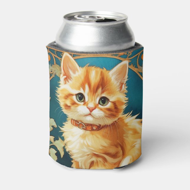 Porta-lata Alphonse Mucha Art Nouveau Cat (Can Back)