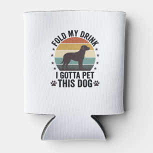 Porta-lata Amante de Cão Engraçado Vintage Dobre Minha Bebida