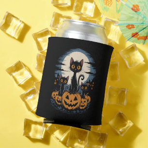 Porta-lata Amantes de Gatos Pretos Halloween Noite Estrelada