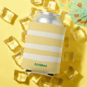 Porta-lata Amarelo Listras Chic Retrô Personalizado